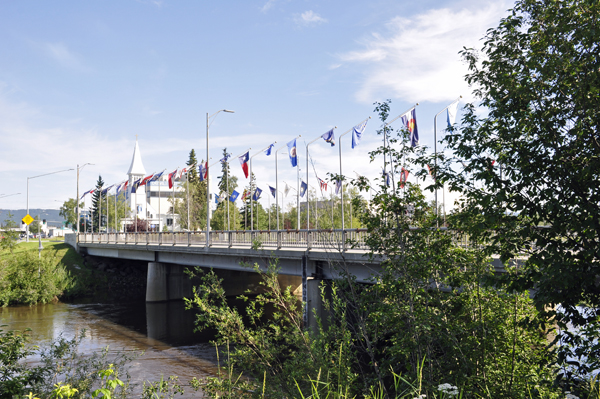 bridge and flags